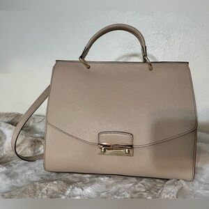 EUC Furla Julia 2 Way Beige Pebble Leather Handbag